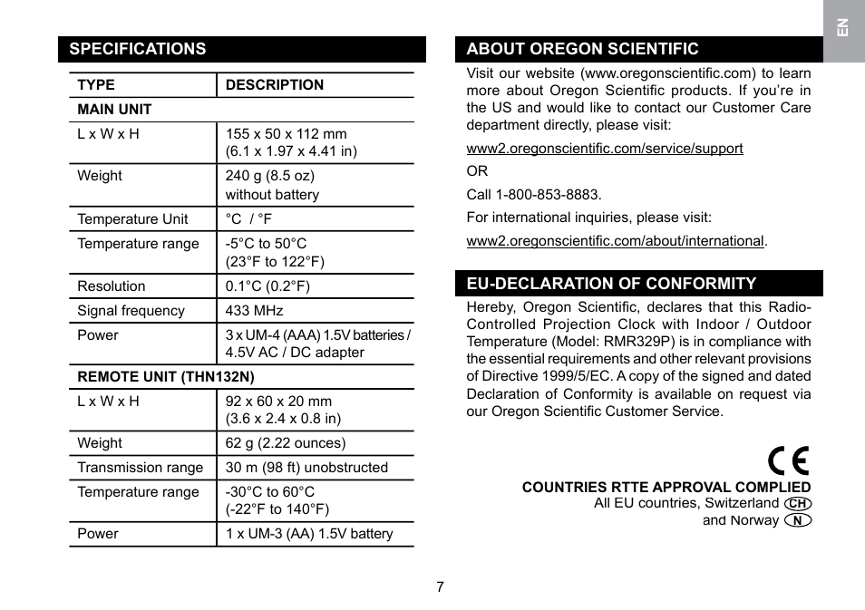 Oregon Scientific RMR329P User Manual | Page 8 / 65