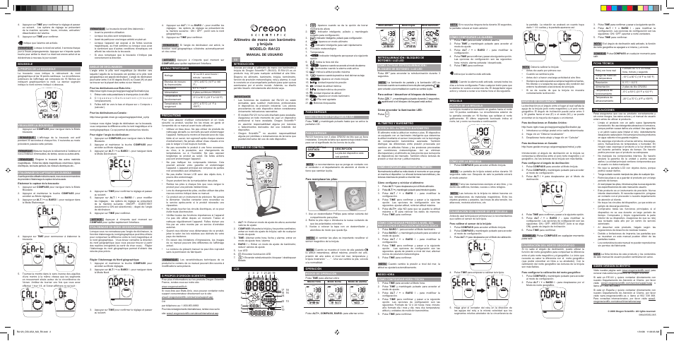 Manual de usuario | Oregon Scientific RA123 User Manual | Page 2 / 2