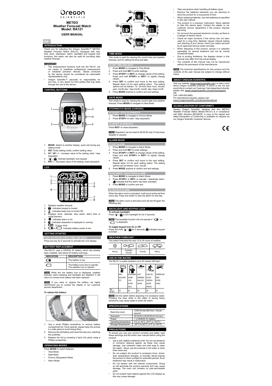 Oregon Scientific METEO RA121 User Manual | 10 pages