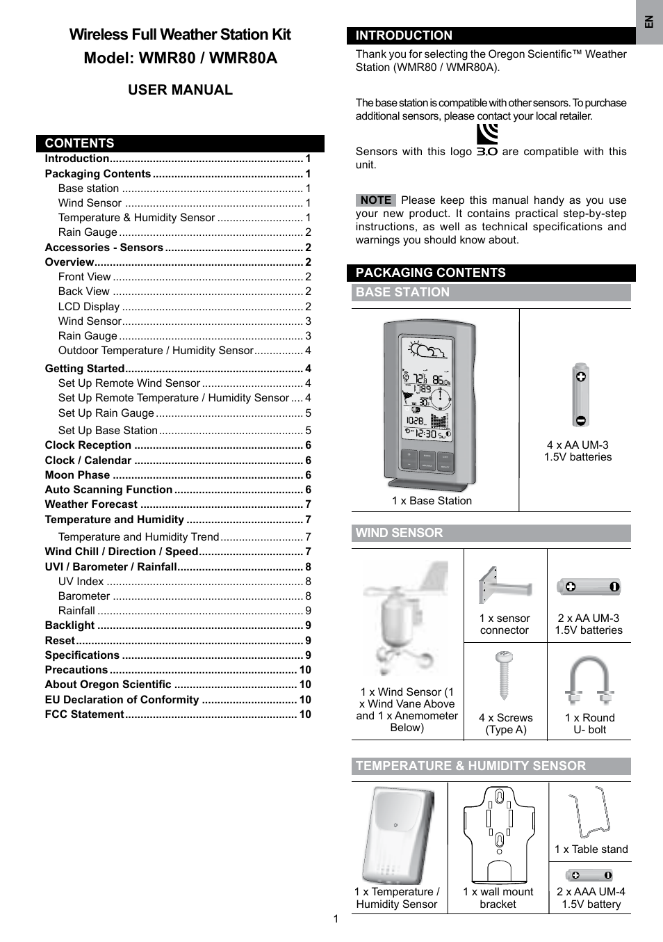 User manual | Oregon Scientific WMR80 User Manual | Page 2 / 88