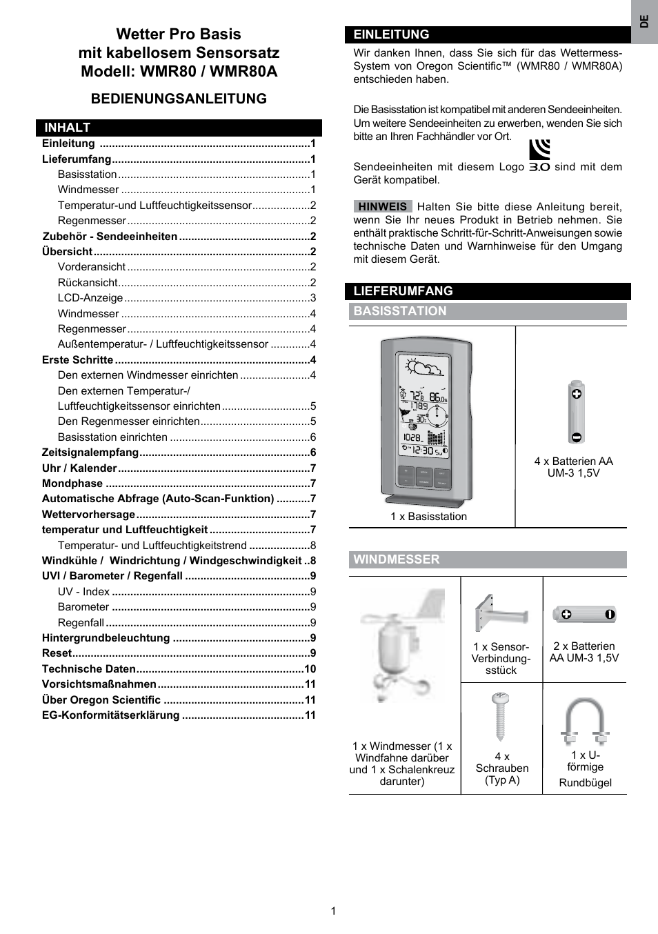 Bedienungsanleitung | Oregon Scientific WMR80 User Manual | Page 24 / 88