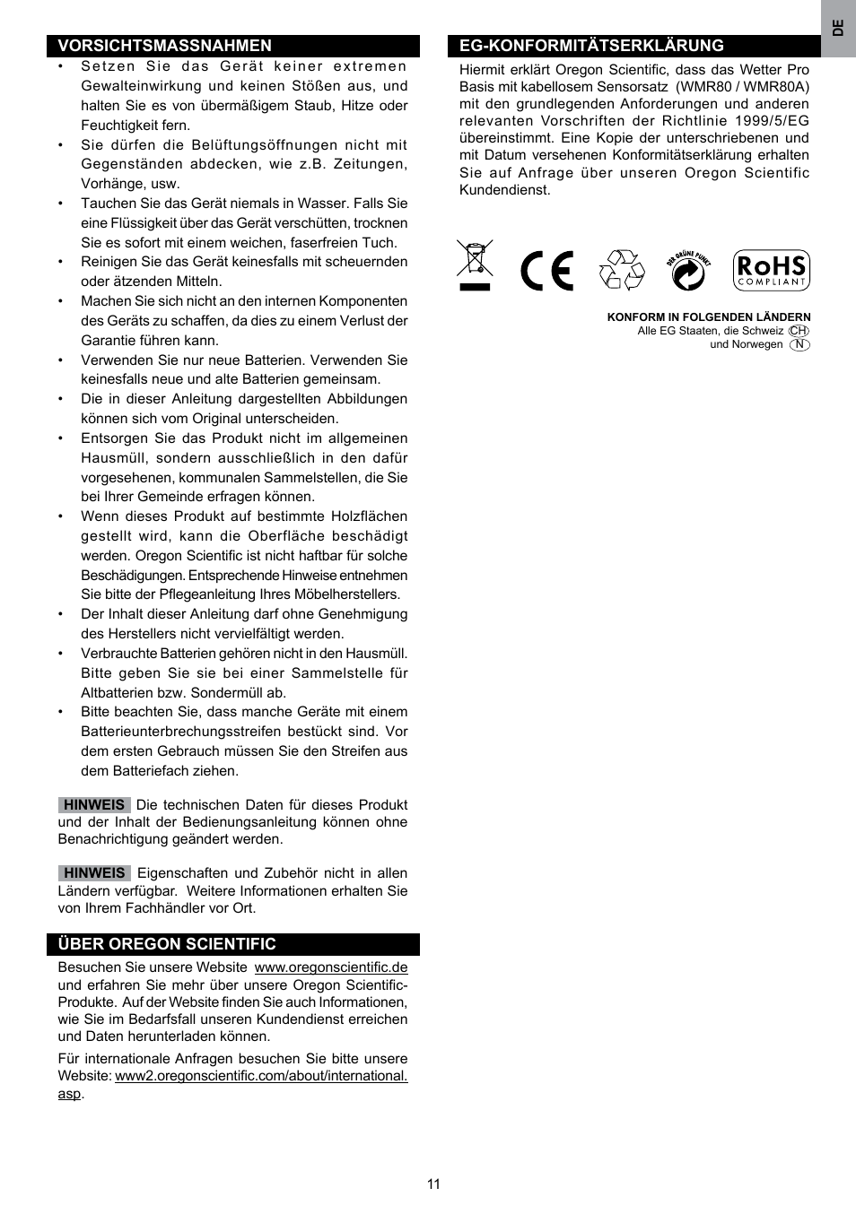 Oregon Scientific WMR80 User Manual | Page 34 / 88