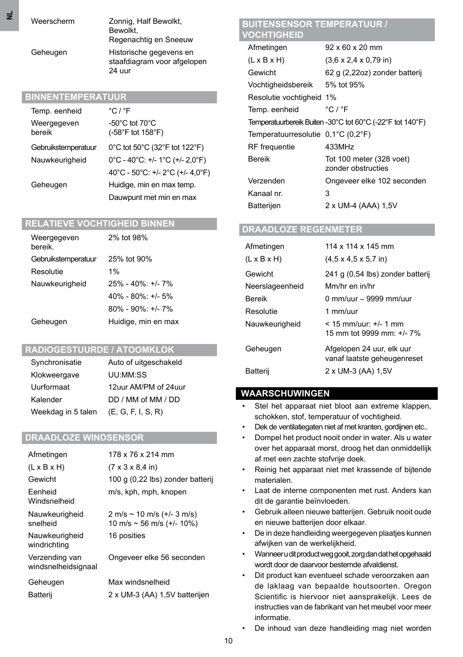 Oregon Scientific WMR80 User Manual | Page 66 / 88