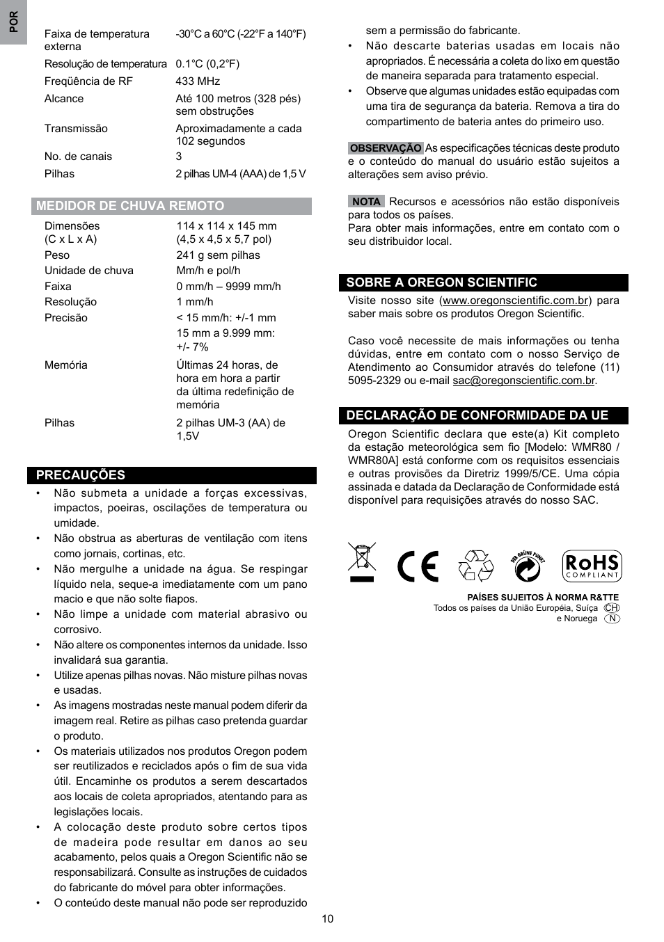 Oregon Scientific WMR80 User Manual | Page 77 / 88