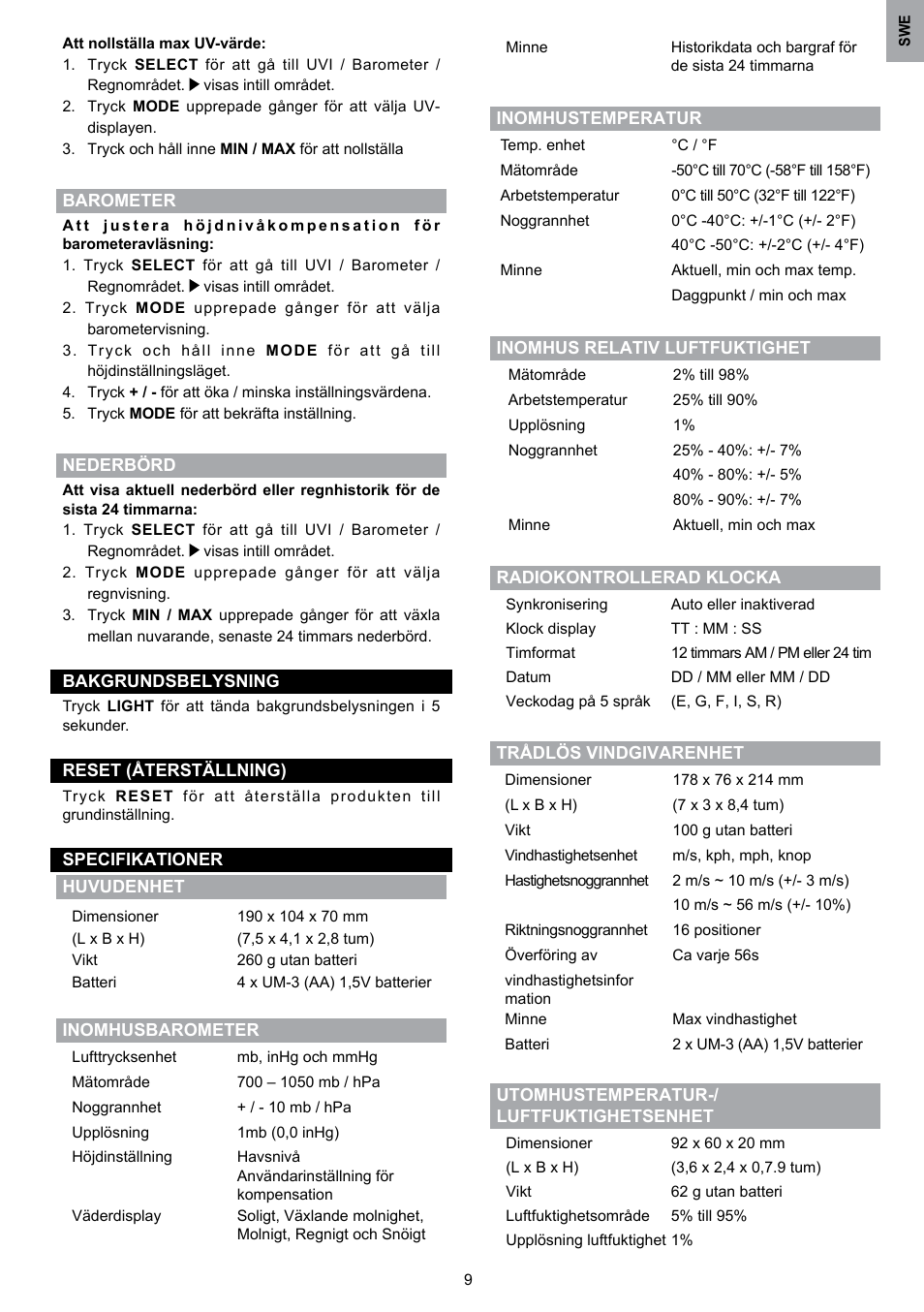 Oregon Scientific WMR80 User Manual | Page 86 / 88