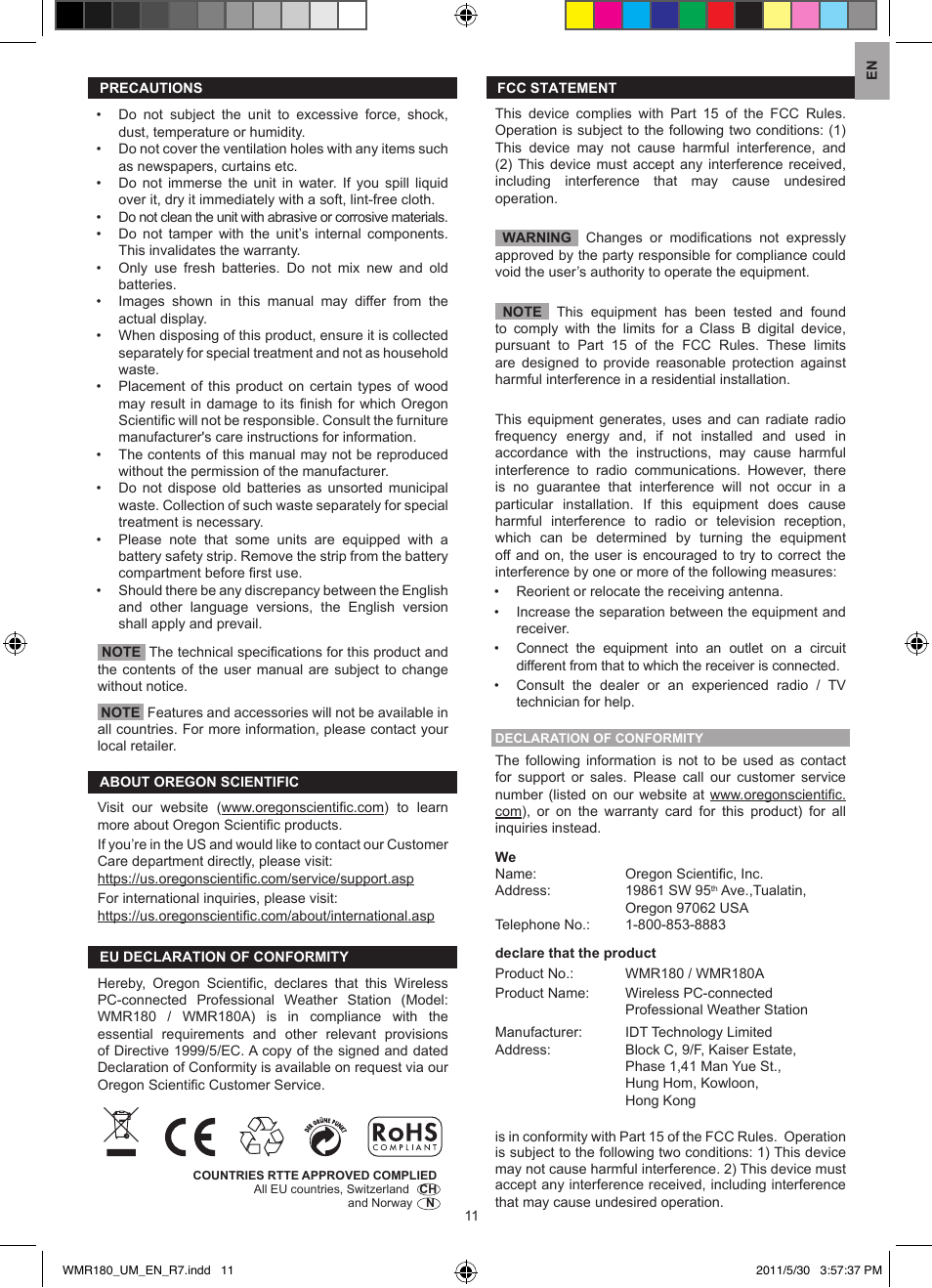 Oregon Scientific Oregon Scientific User Manual | Page 11 / 11