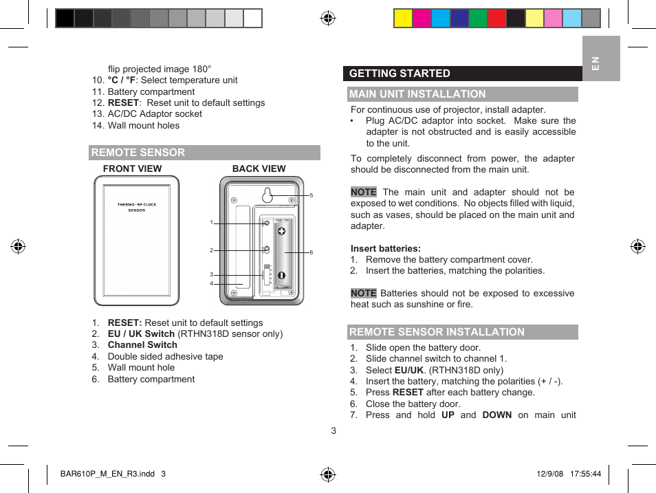 Oregon Scientific Smart Weather Station BAR610B User Manual | Page 3 / 9