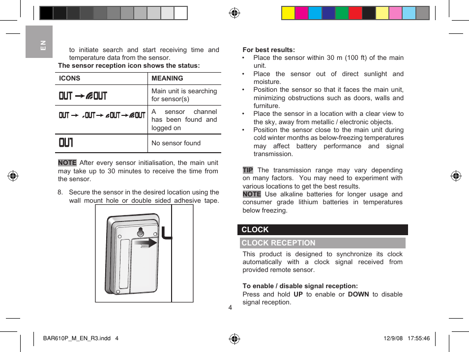 Oregon Scientific Smart Weather Station BAR610B User Manual | Page 4 / 9