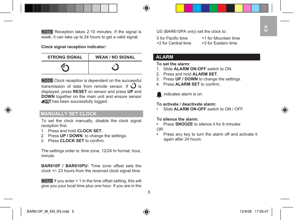 Oregon Scientific Smart Weather Station BAR610B User Manual | Page 5 / 9