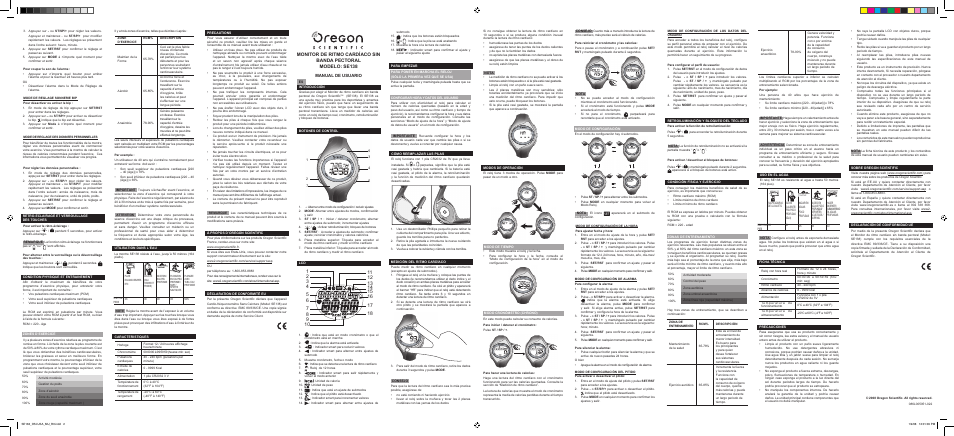 Manual de usuario | Oregon Scientific SE138 User Manual | Page 2 / 2