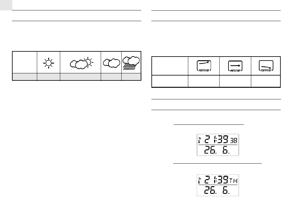 Weather forecast function, How to read the pressure trend, Calendar clock display modes | Oregon Scientific BAR888 User Manual | Page 8 / 14