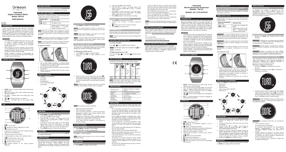 Oregon Scientific RA122 User Manual | 2 pages