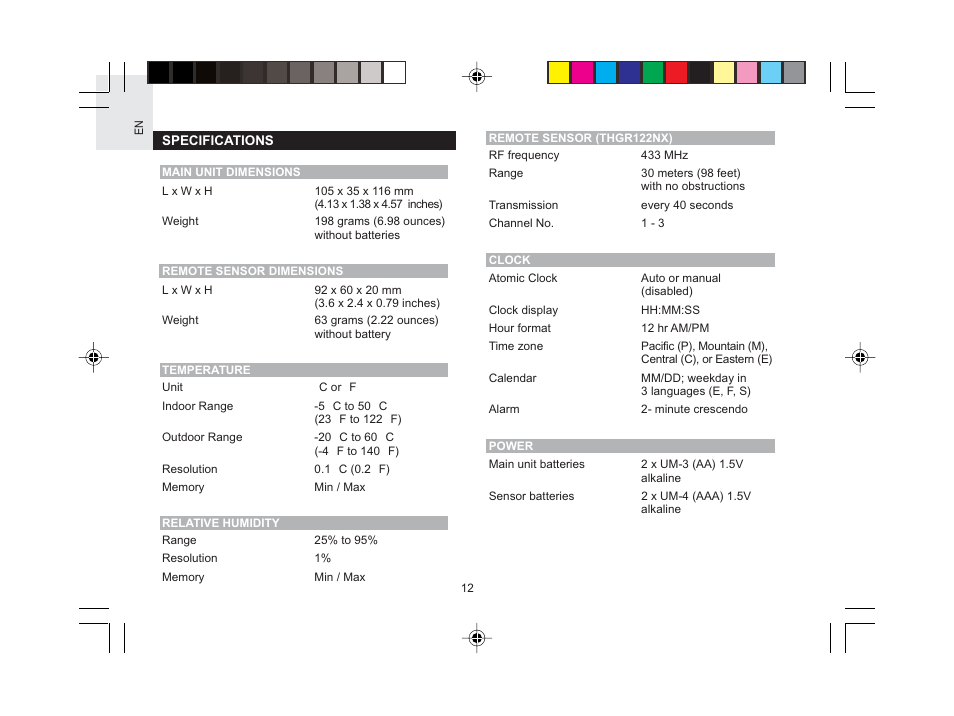 Oregon Scientific RMR612HGA User Manual | Page 13 / 16