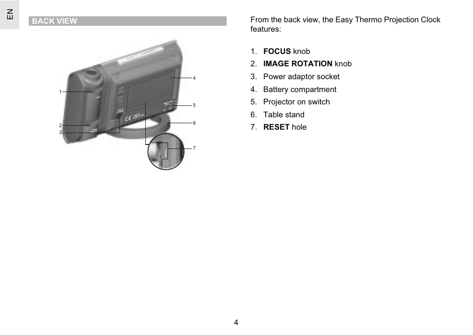 Oregon Scientific Easy Thermo Projection Clock RM622P User Manual | Page 4 / 13