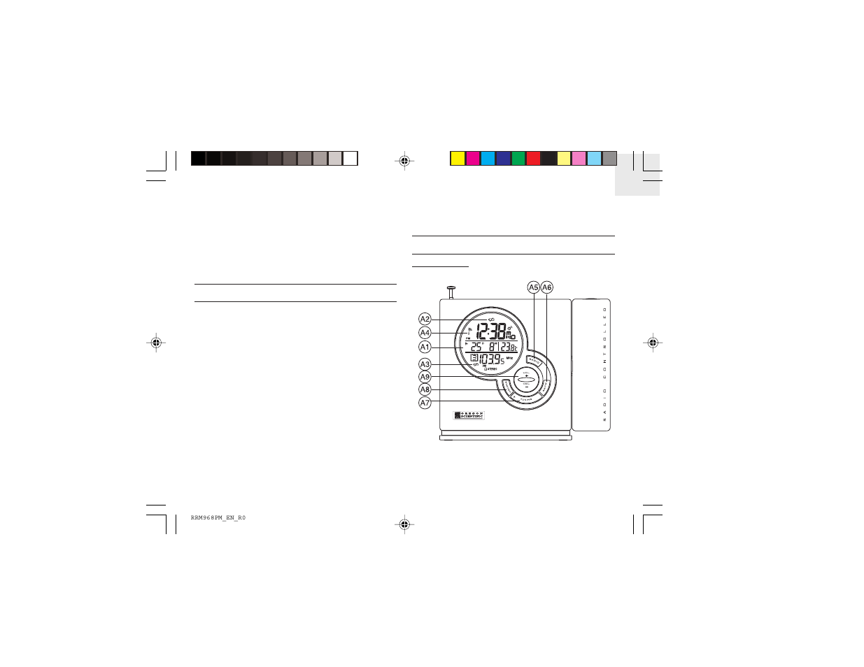 Oregon Scientific RADIO-CONTROLLED PROJECTION CLOCK WITH DIGITAL TUNING AM/FM RADIO RRM968P User Manual | 13 pages