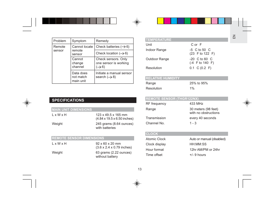 Oregon Scientific RMR613HGA User Manual | Page 14 / 17