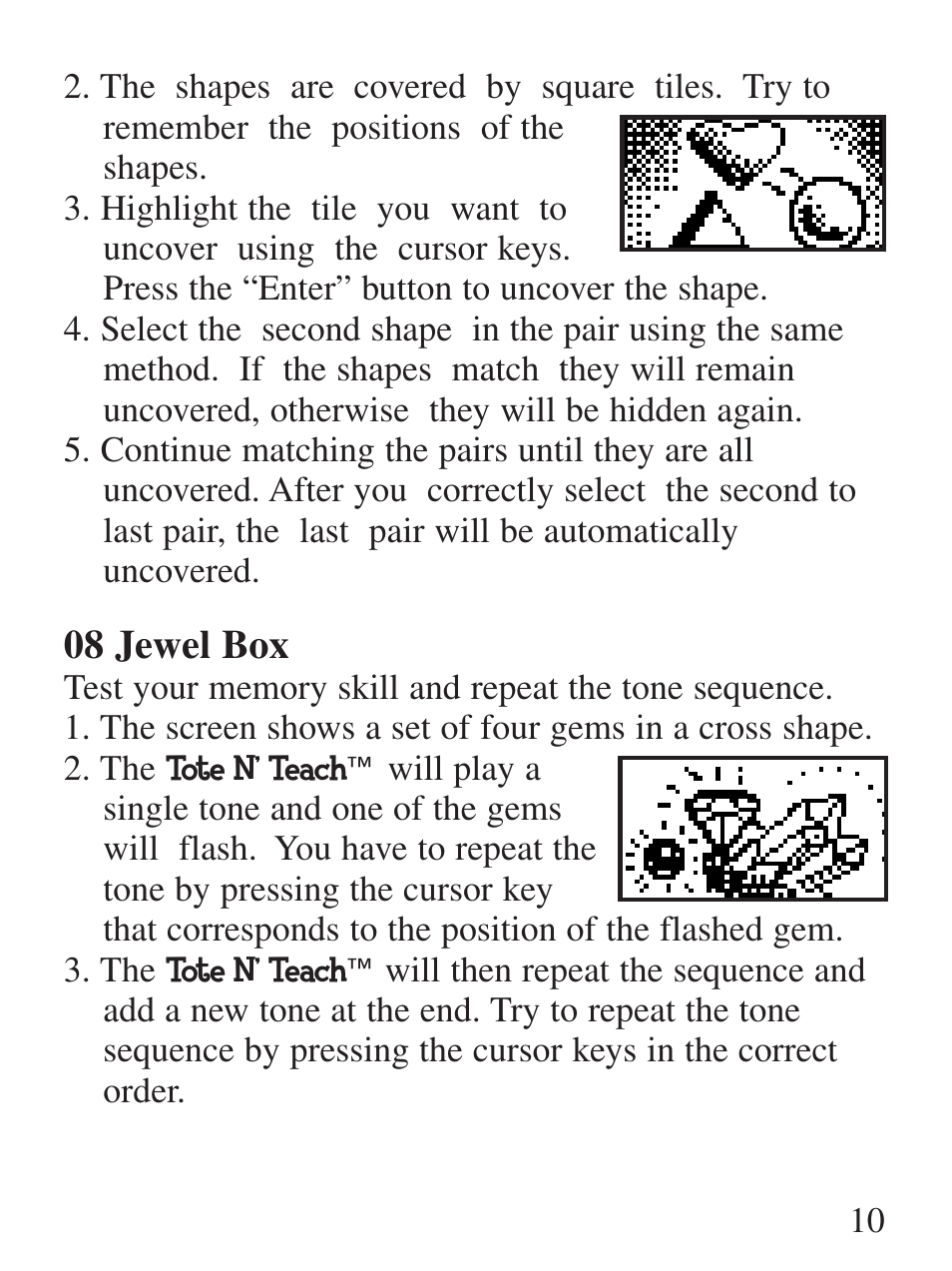 08 jewel box | Oregon Scientific Electronic Learning Aid Tote N' Teach User Manual | Page 11 / 19