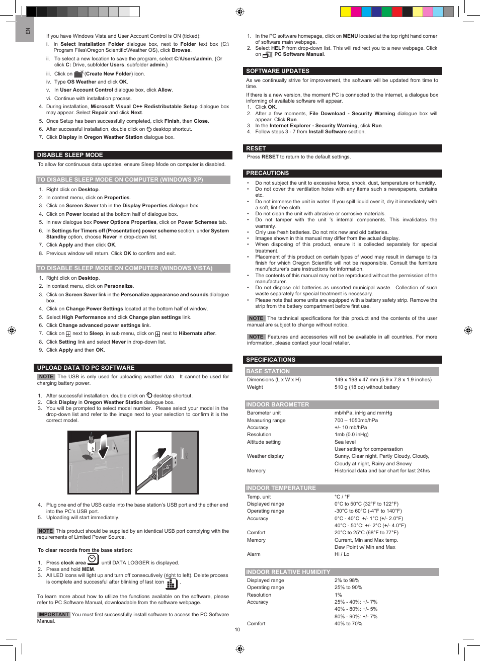 Oregon Scientific WMR200A User Manual | Page 10 / 11