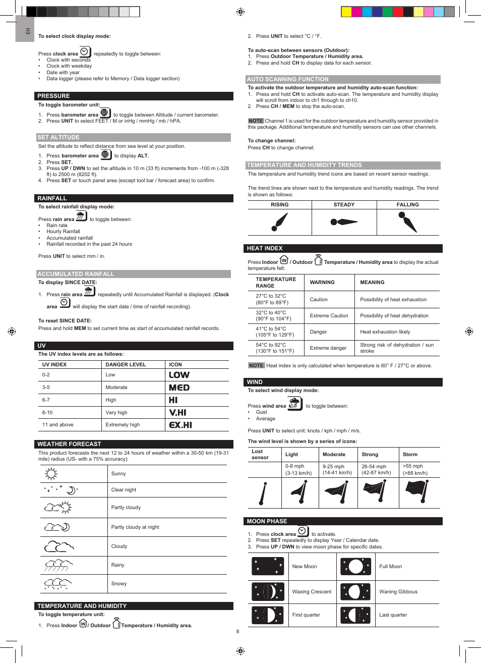 Oregon Scientific WMR200A User Manual | Page 8 / 11