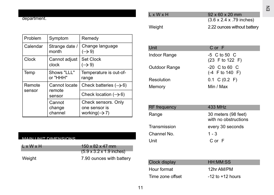 Oregon Scientific RAR186 User Manual | Page 11 / 15