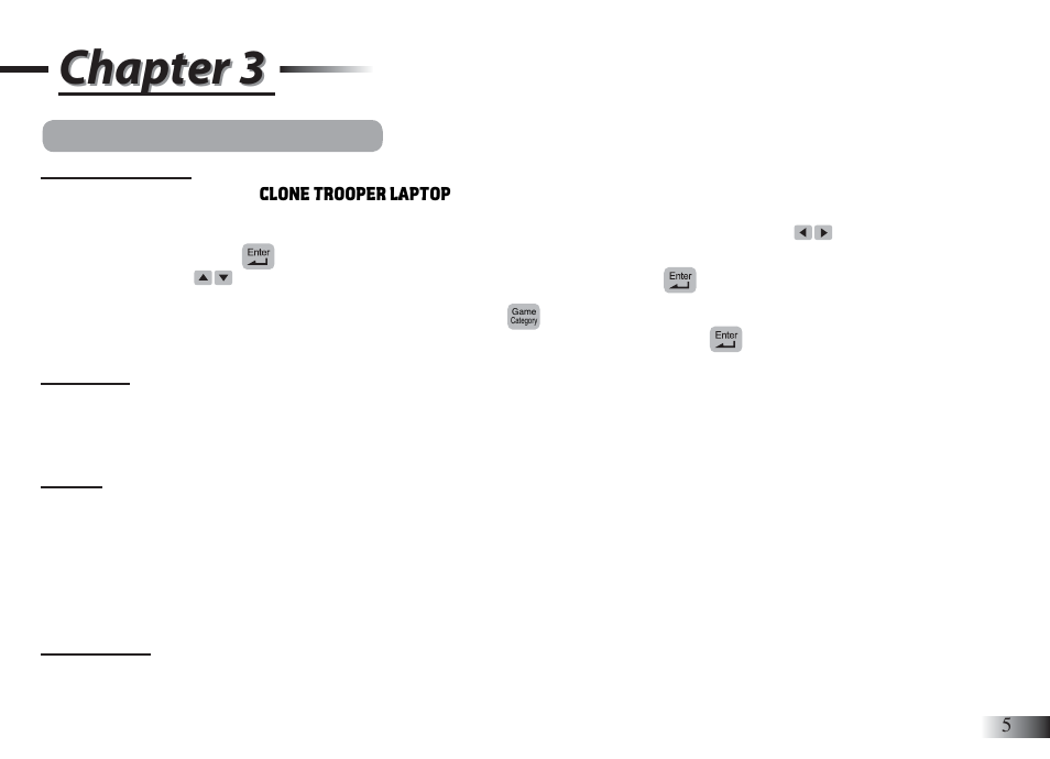 Chapter 3, Game rules and selection | Oregon Scientific Clone Trooper Laptop User Manual | Page 9 / 20