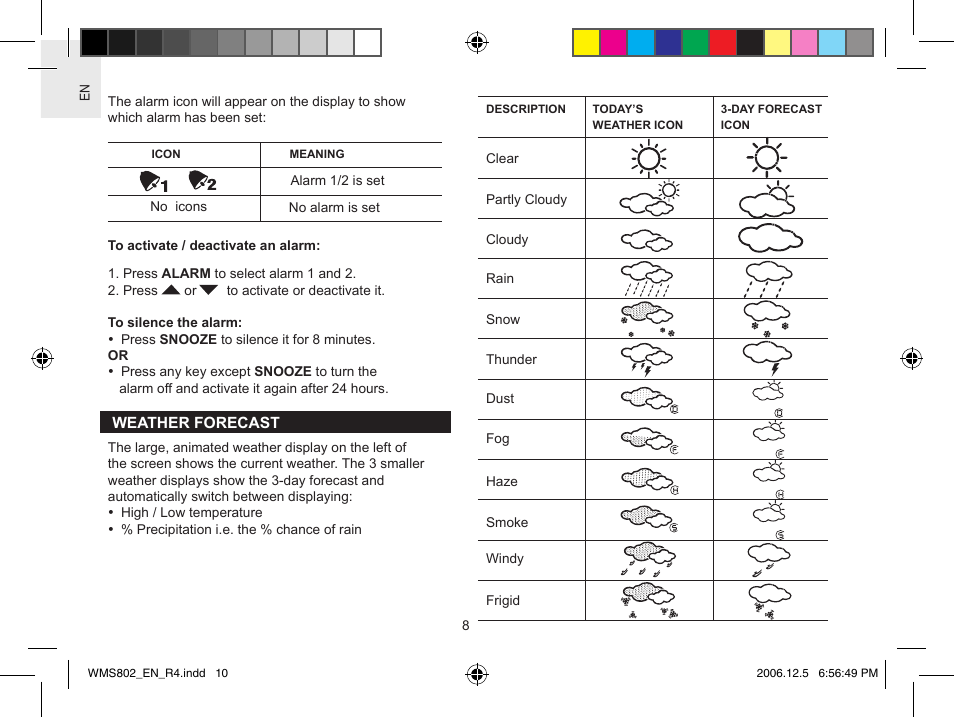 Oregon Scientific WeatherNow Dynamic 4-Day Forecaster WMS802 User Manual | Page 10 / 18