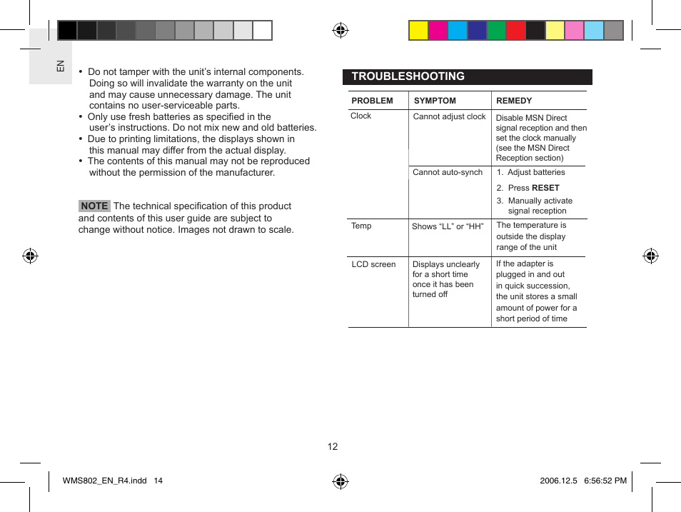 Oregon Scientific WeatherNow Dynamic 4-Day Forecaster WMS802 User Manual | Page 14 / 18
