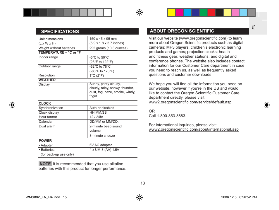 Oregon Scientific WeatherNow Dynamic 4-Day Forecaster WMS802 User Manual | Page 15 / 18