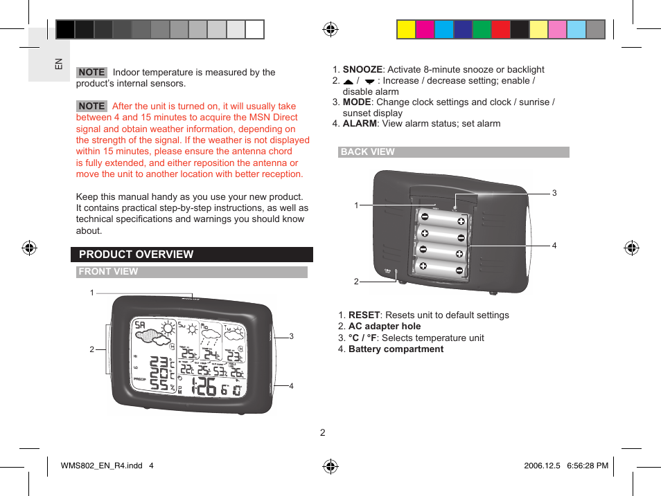 Oregon Scientific WeatherNow Dynamic 4-Day Forecaster WMS802 User Manual | Page 4 / 18