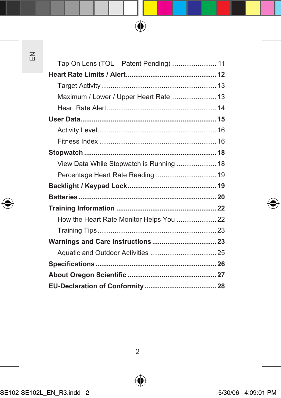 Oregon Scientific SMARTHEART SE102L User Manual | Page 2 / 28