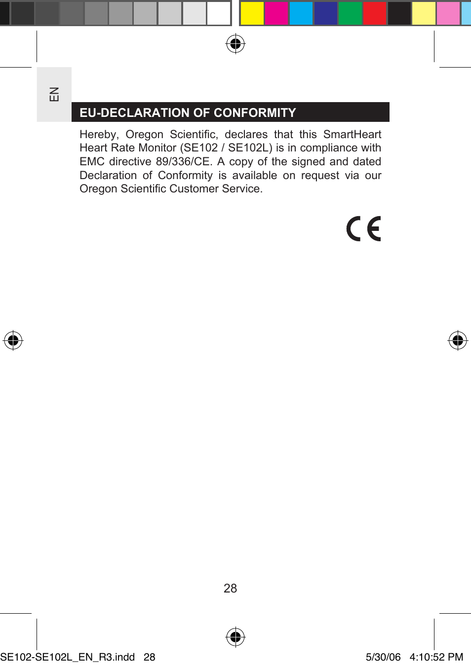 Oregon Scientific SMARTHEART SE102L User Manual | Page 28 / 28