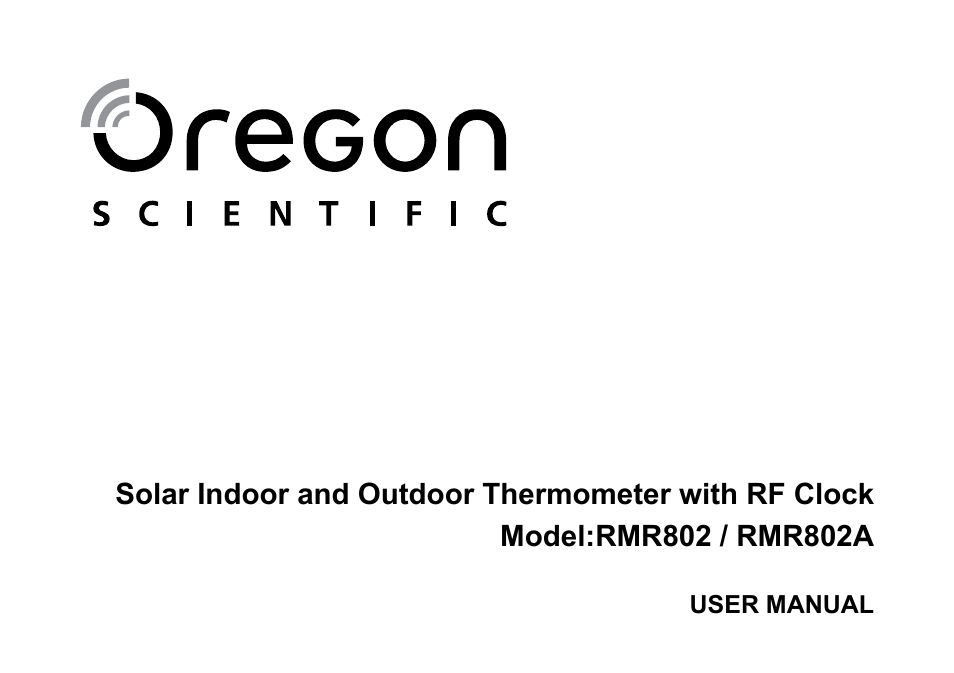 Oregon Scientific RMR802 User Manual | 62 pages