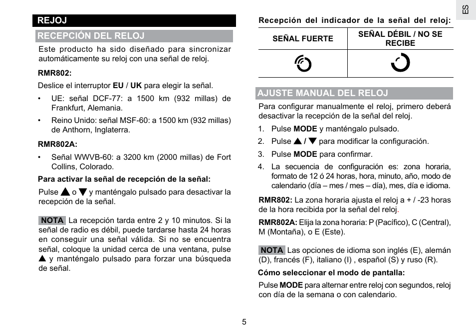 Oregon Scientific RMR802 User Manual | Page 14 / 62