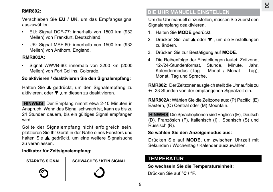 Oregon Scientific RMR802 User Manual | Page 22 / 62