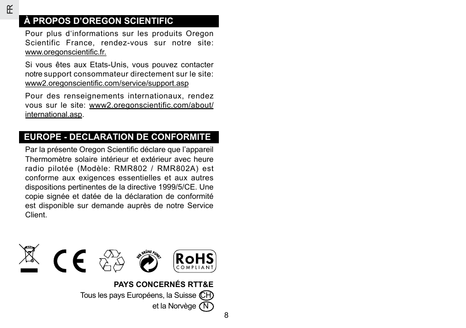 Oregon Scientific RMR802 User Manual | Page 33 / 62