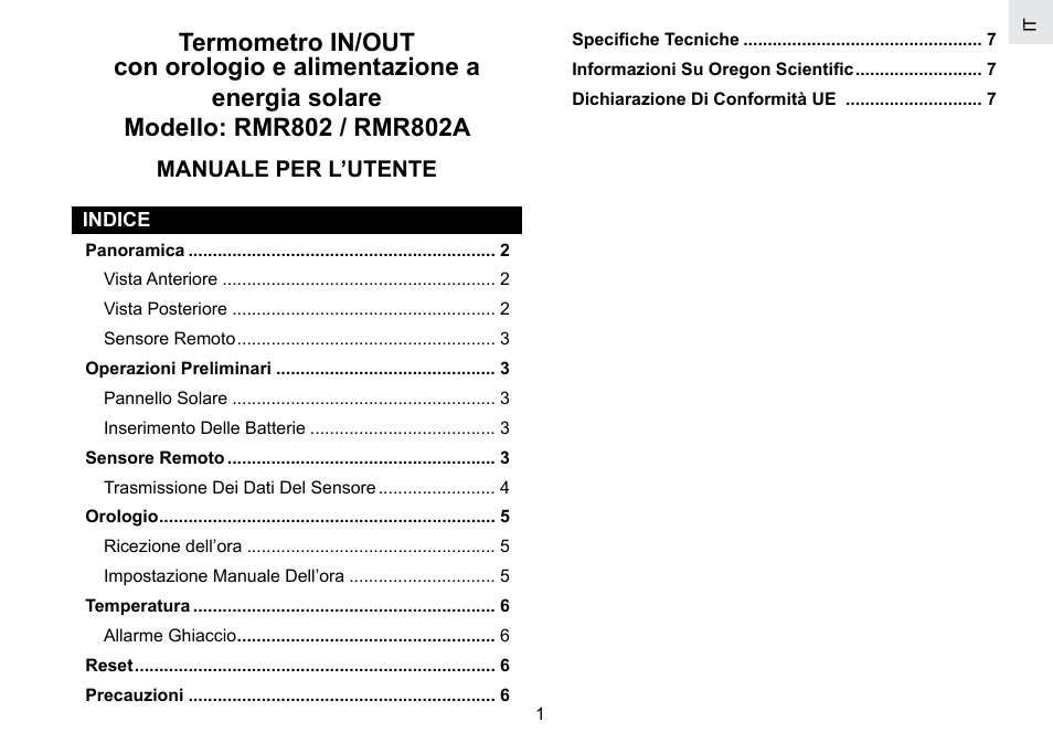 Manuale per l’utente | Oregon Scientific RMR802 User Manual | Page 34 / 62