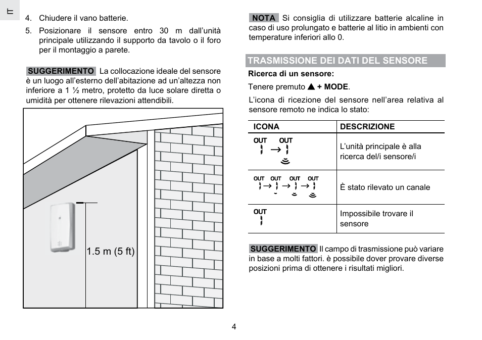 5 m (5 ft) | Oregon Scientific RMR802 User Manual | Page 37 / 62