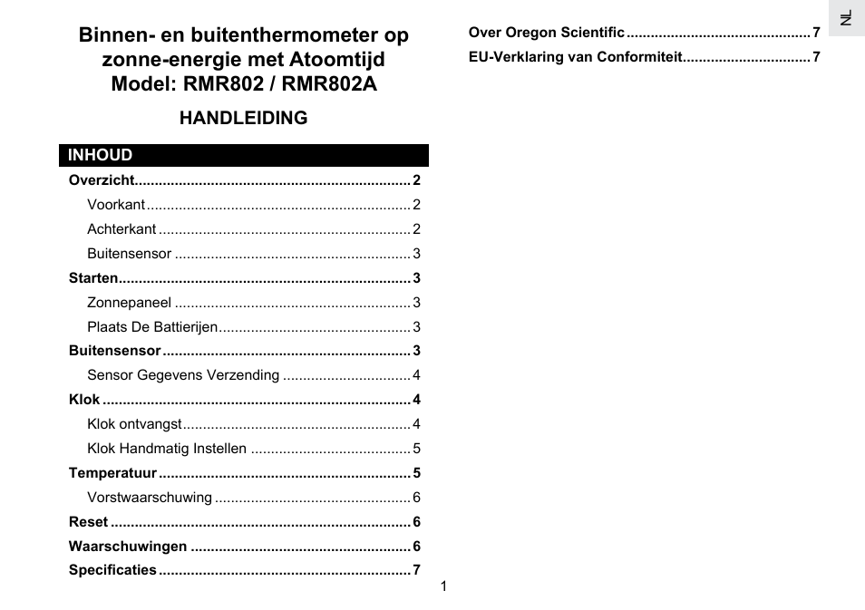 Handleiding | Oregon Scientific RMR802 User Manual | Page 41 / 62