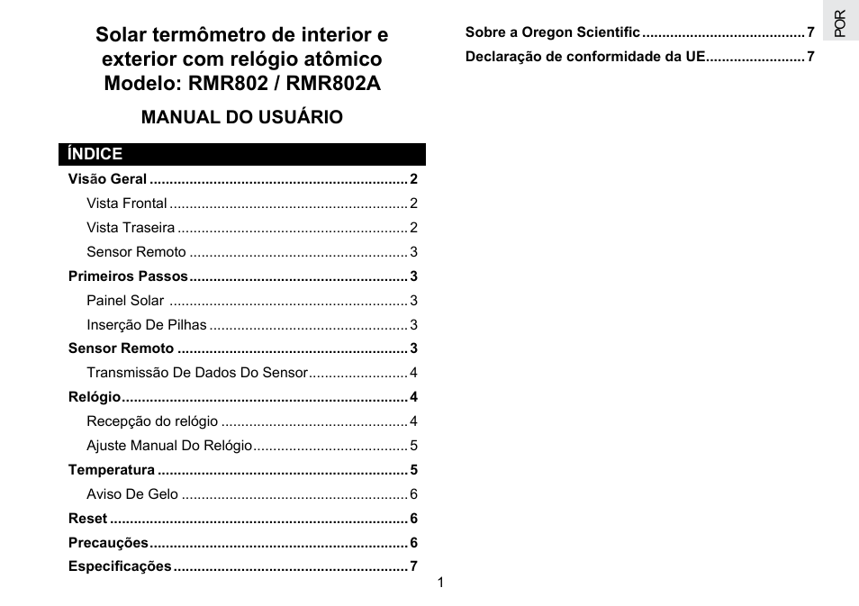 Manual do usuário | Oregon Scientific RMR802 User Manual | Page 48 / 62