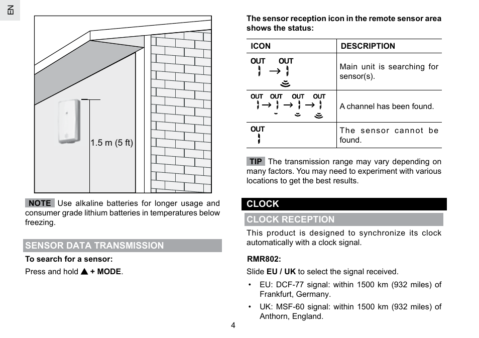Oregon Scientific RMR802 User Manual | Page 5 / 62