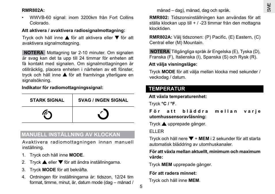 Oregon Scientific RMR802 User Manual | Page 59 / 62