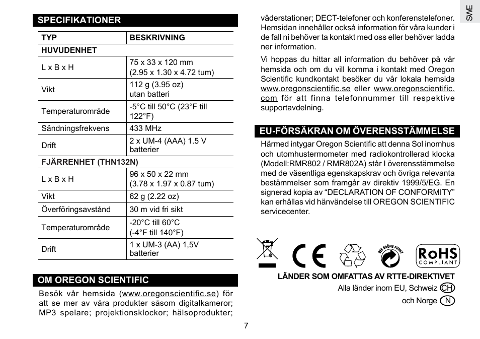 Oregon Scientific RMR802 User Manual | Page 61 / 62