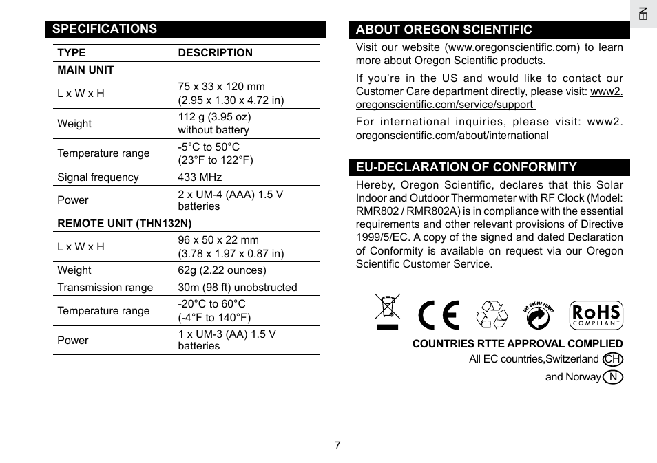 Oregon Scientific RMR802 User Manual | Page 8 / 62