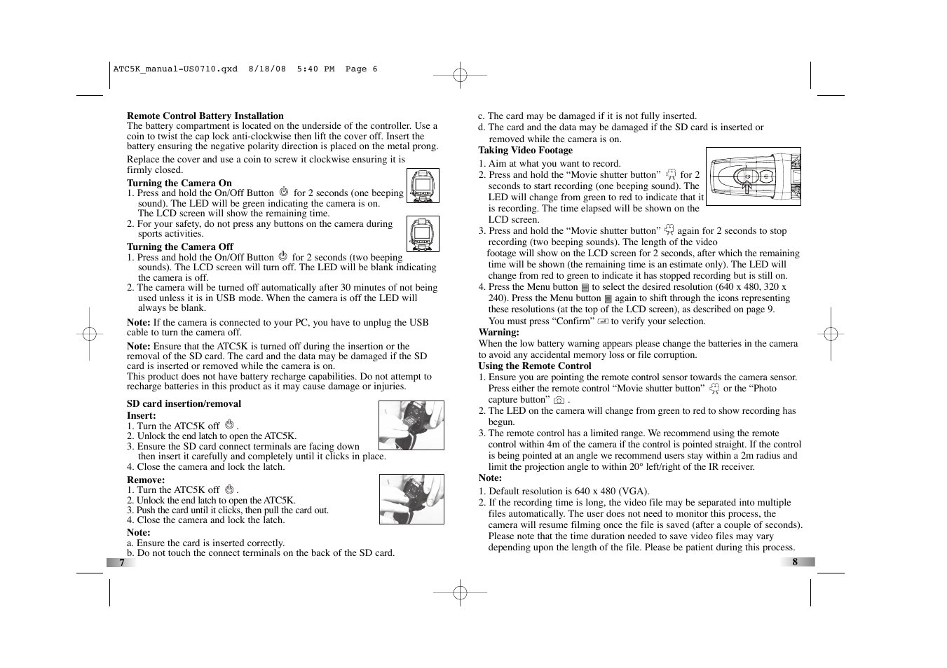 Oregon Scientific Action Cam ATC5K User Manual | Page 6 / 16