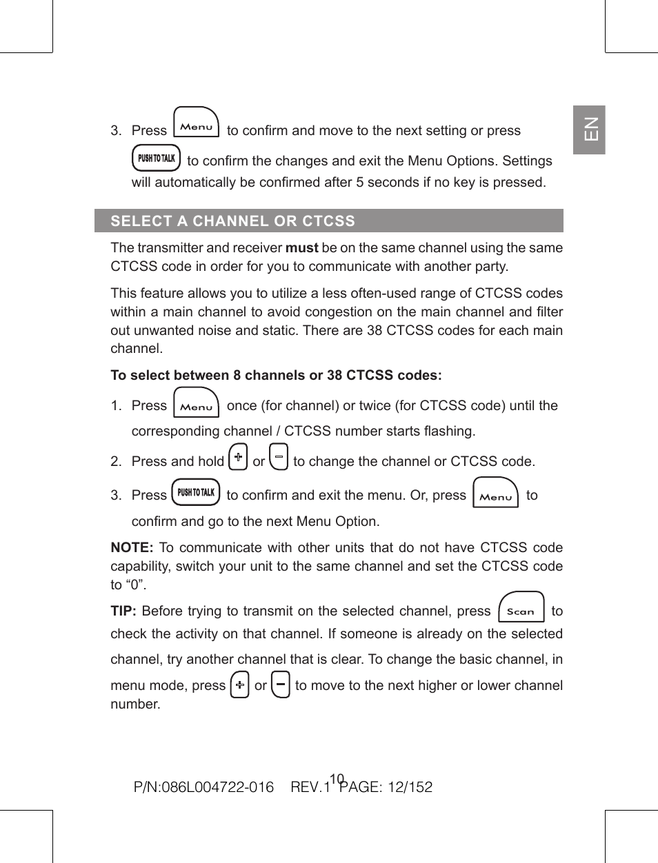 Oregon Scientific Pair of PMR446 Two-Way Personal Radios TP391 User Manual | Page 12 / 18