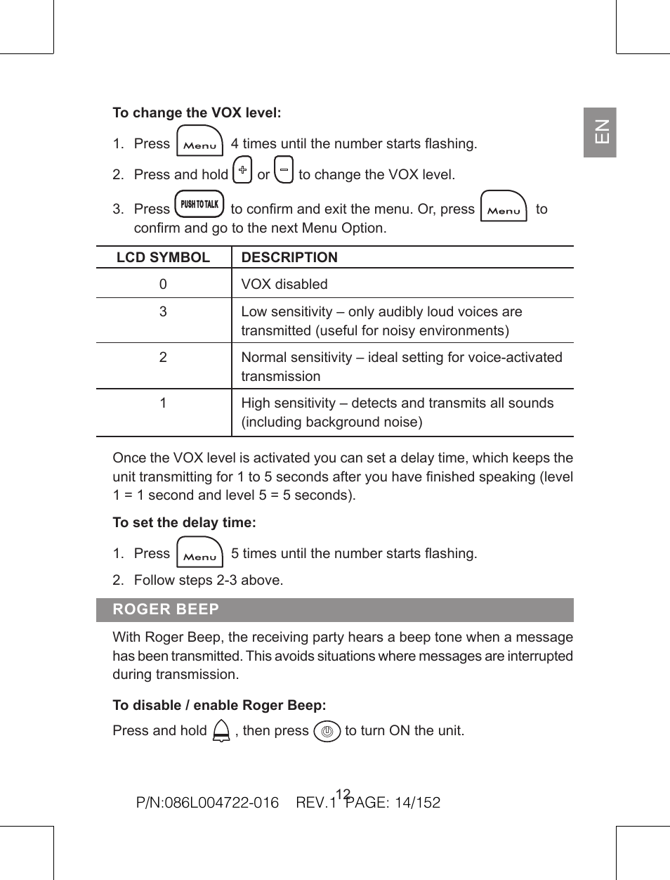 Oregon Scientific Pair of PMR446 Two-Way Personal Radios TP391 User Manual | Page 14 / 18