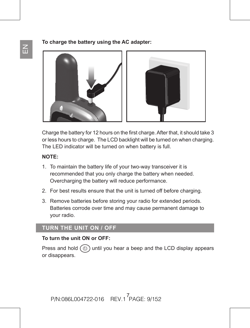 Oregon Scientific Pair of PMR446 Two-Way Personal Radios TP391 User Manual | Page 9 / 18