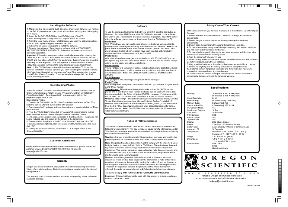 Oregon Scientific DS-3868 User Manual | Page 2 / 2