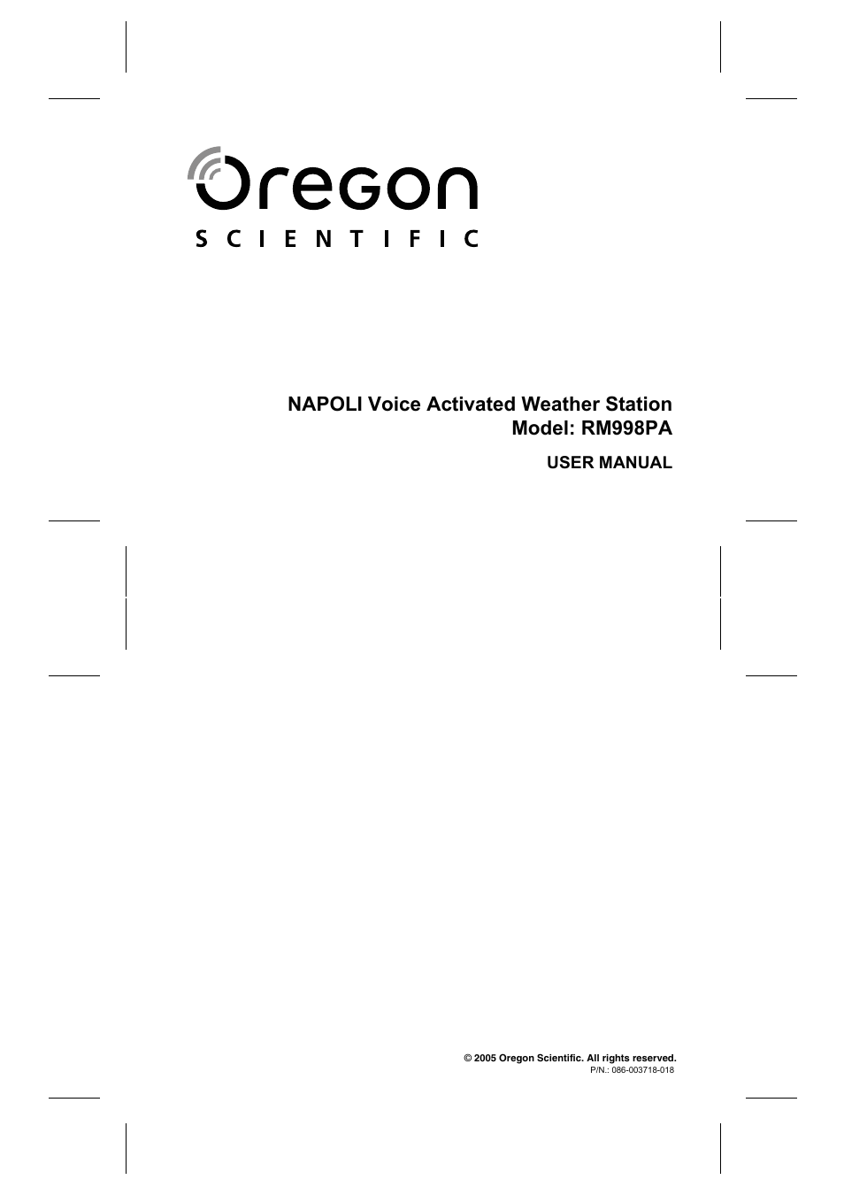 Oregon Scientific RM998PA User Manual | 17 pages