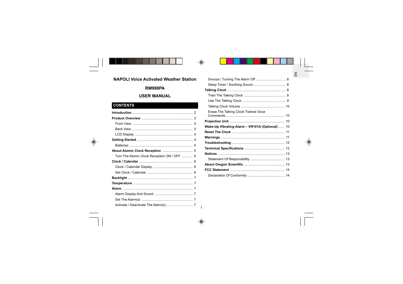 Oregon Scientific RM998PA User Manual | Page 2 / 17